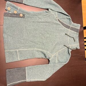 Prana Vintage Wool Blend Teal and Black Knit Sweater